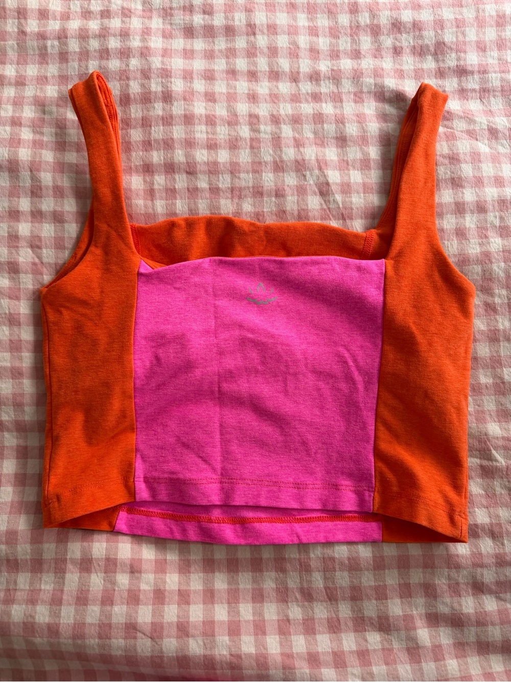 Beyond Yoga Pink and Orange Colorblock Cropped Tank
